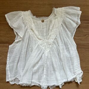 White Ruffled Women's Top